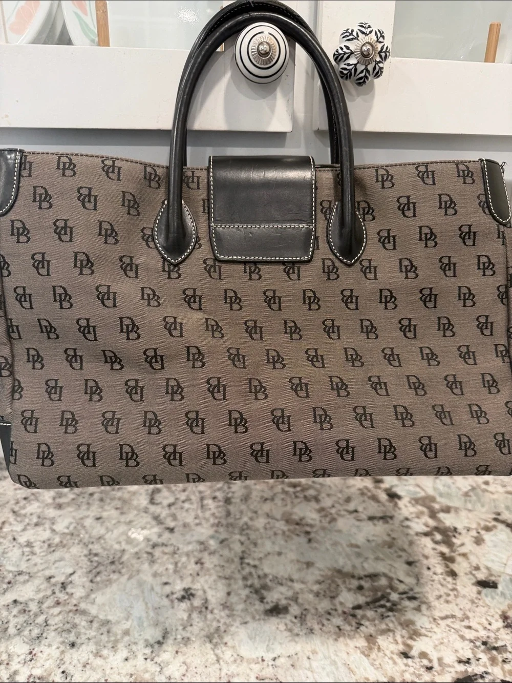 Dooney & Bourke Brown and Black Signature Duffel Bag